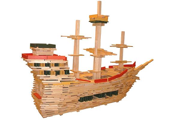 tempkapla13GNyRQyPz4IoAO KAPLA® Holzplättchen 280 Stück natur, kombiniert mit bunten Steinen, z.B. KAPLA Octocolor