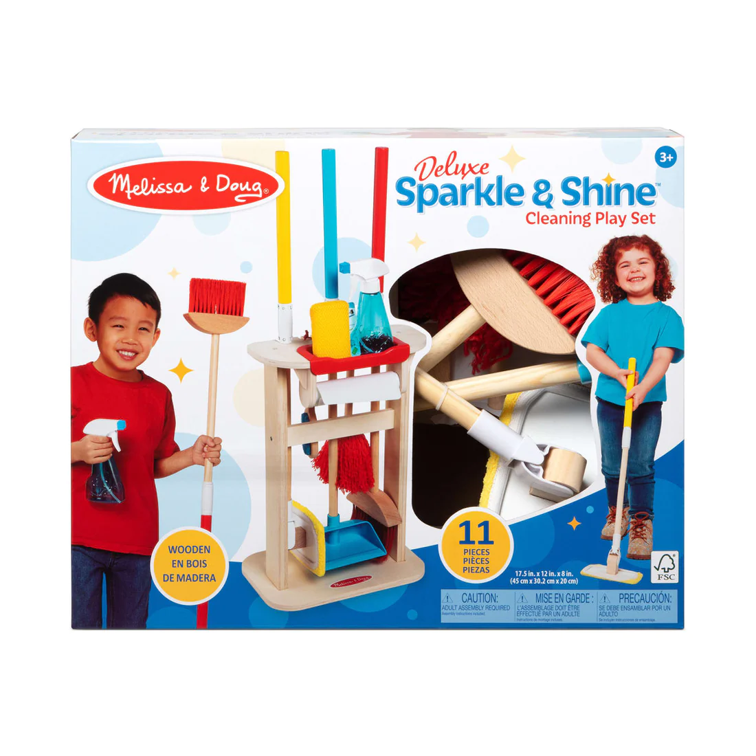 Reinigungs-Set-13 Reinigungsset Deluxe - Kinderspielzeug Putzgerät, mit Holzgestell. KiTa-Spielewelt