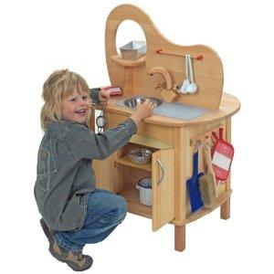 Beidseitig bespielbare Holz-Spielküche für Kinder ab 3 Jahren