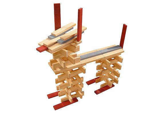 tempkapla5xSsIMUYibrBtg KAPLA® Holzplättchen 280 Stück natur, kombiniert mit bunten Steinen, z.B. KAPLA Octocolor