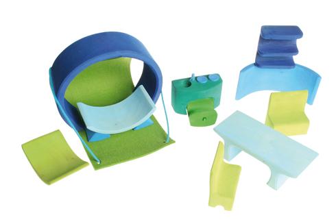 Puppenhäuschen - Bauhaus in blau-grün von Grimm's