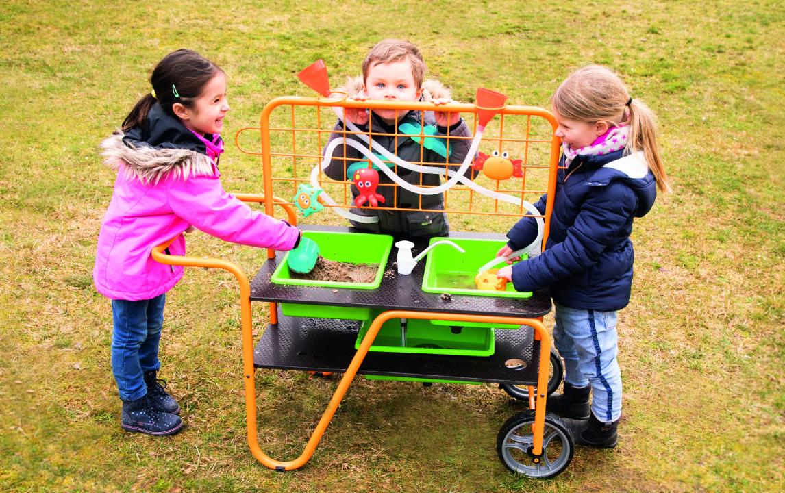 wa4LGxTrnHQvRYsj Mobiler Sand- und Wassertisch - Spieltisch für mehrere Kinder gleichzeitig - KiTa-Spielewelt