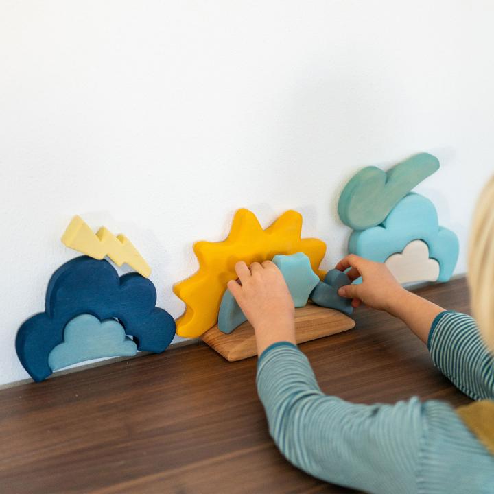 we8 Grimms Bauspiel Wetter - Holzspielzeug - KiTa-Spielewelt