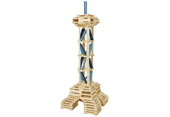 tempkapla118UlEiSJhmxigC KAPLA® Holzplättchen 280 Stück natur, kombiniert mit bunten Steinen, z.B. KAPLA Octocolor