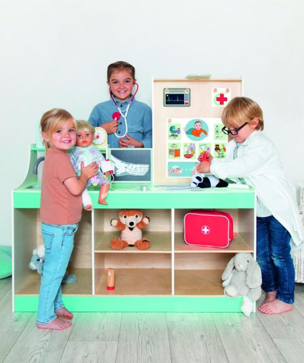 Doctor-Station-3-in-1-8 Doctor Station 3 in 1 - Spielcenter Arztpraxis - Kinderarzt, Tierarzt oder Optiker. KiTa-Spielewelt