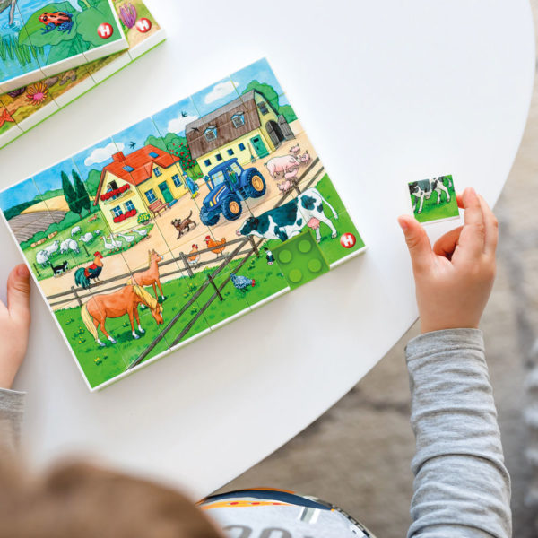 Puzzle Leben auf dem Bauernhof - Puzzle zum Stecken mit quadratischen Teilen. KiTa-Spielewelt